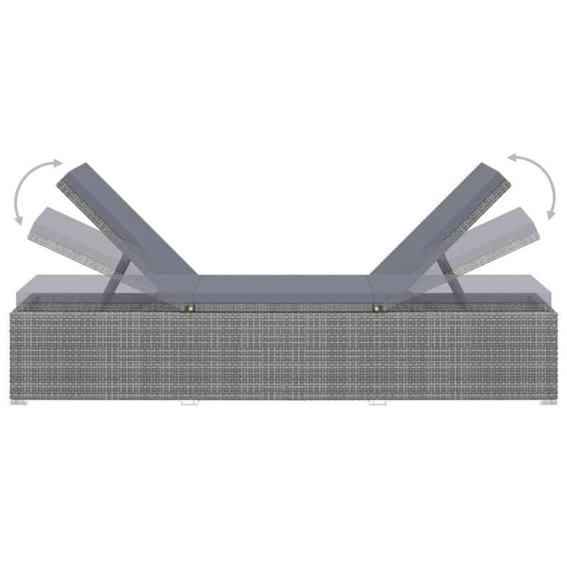 vidaXL 3 Piece Garden Sun Loungers with Tea Table Poly Rattan Grey
