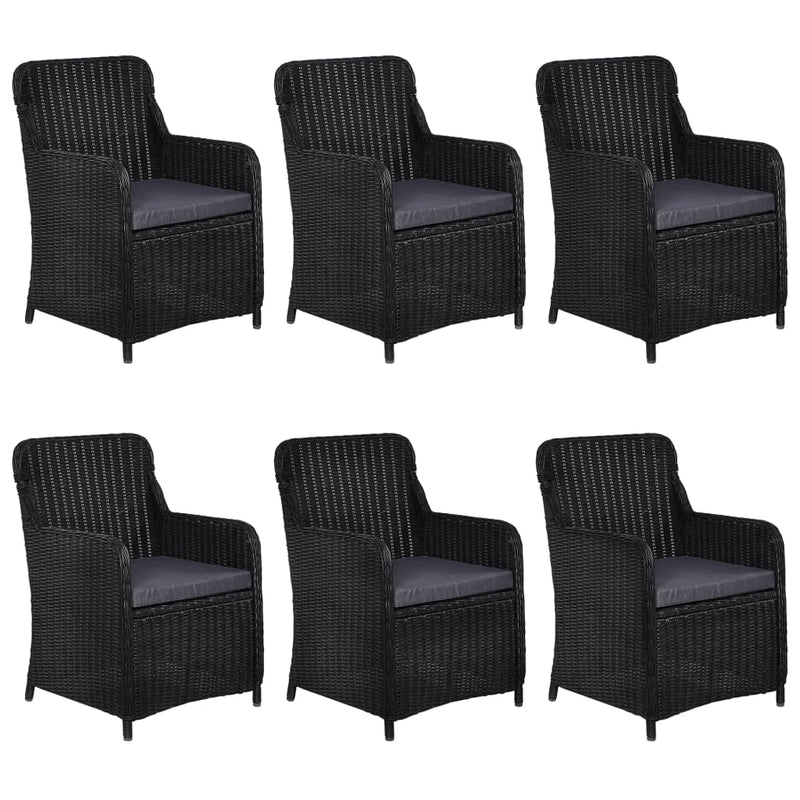 vidaXL 7 Piece Outdoor Dining Set Poly Rattan Black