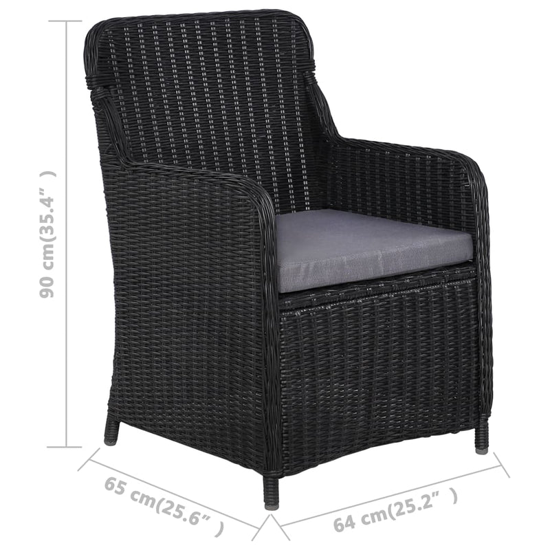 vidaXL 7 Piece Outdoor Dining Set Poly Rattan Black