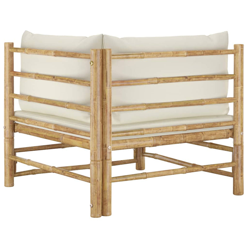 vidaXL Garden Corner Sofa with Cream White Cushions Bamboo