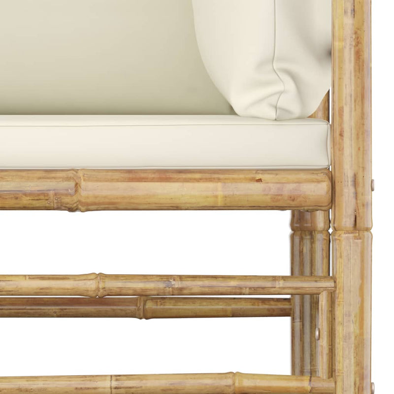vidaXL Garden Corner Sofa with Cream White Cushions Bamboo