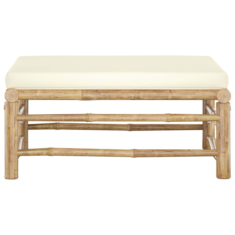 vidaXL Garden Footrest with Cream White Cushion Bamboo