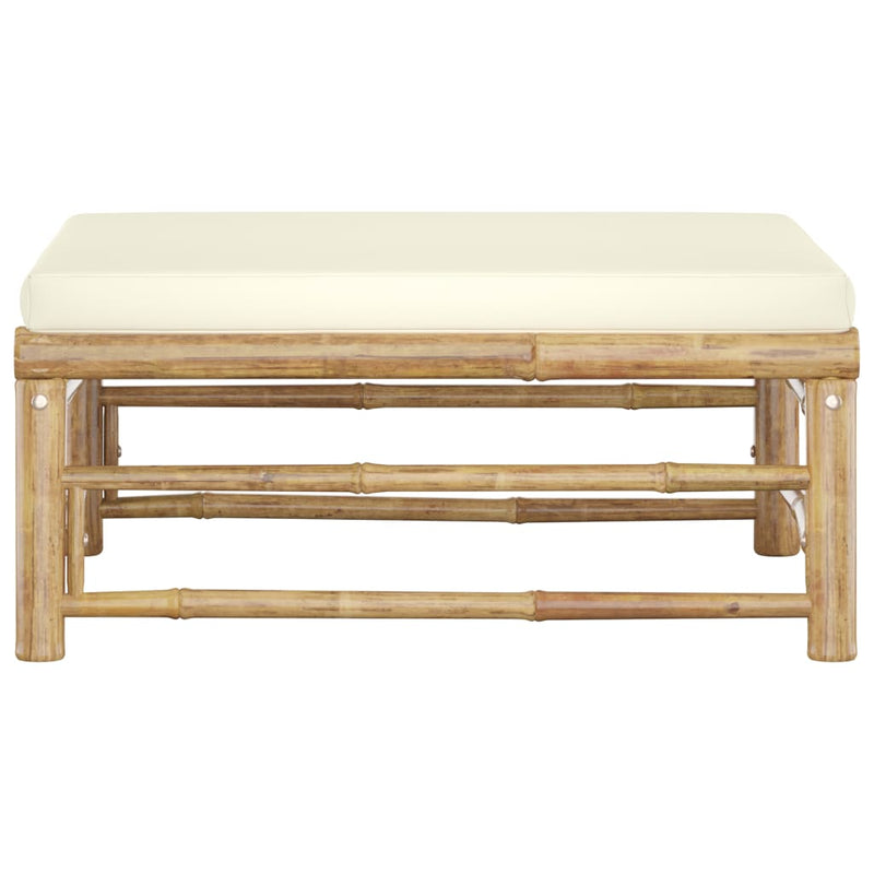 vidaXL Garden Footrest with Cream White Cushion Bamboo