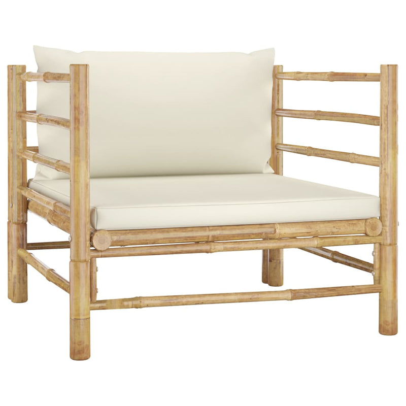 vidaXL Garden Sofa with Cream White Cushions Bamboo