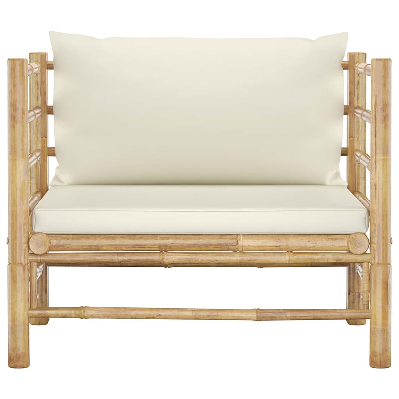 vidaXL Garden Sofa with Cream White Cushions Bamboo