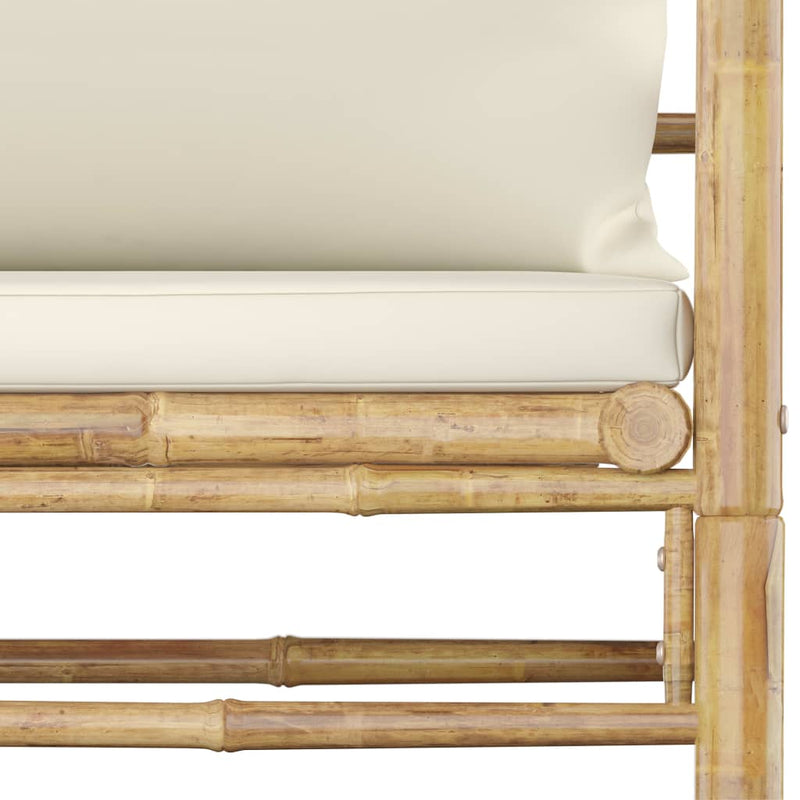 vidaXL Garden Sofa with Cream White Cushions Bamboo