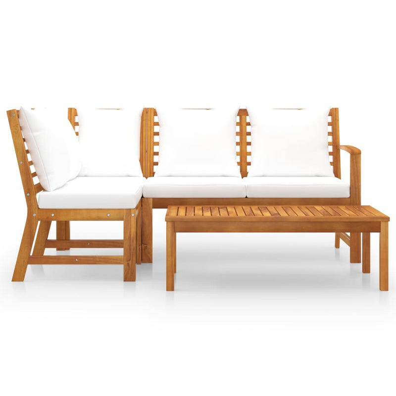 vidaXL 4 Piece Garden Lounge Set with Cushion Cream Solid Acacia Wood