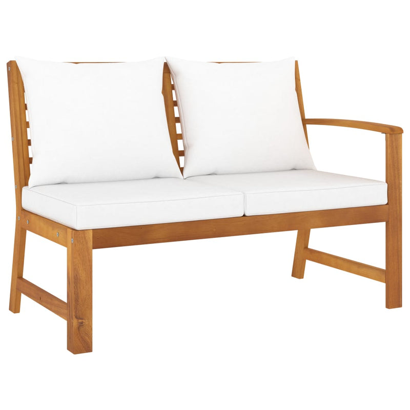 vidaXL 4 Piece Garden Lounge Set with Cushion Cream Solid Acacia Wood