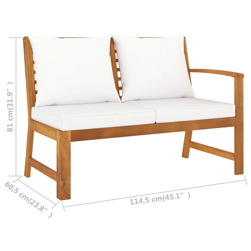 vidaXL 4 Piece Garden Lounge Set with Cushion Cream Solid Acacia Wood