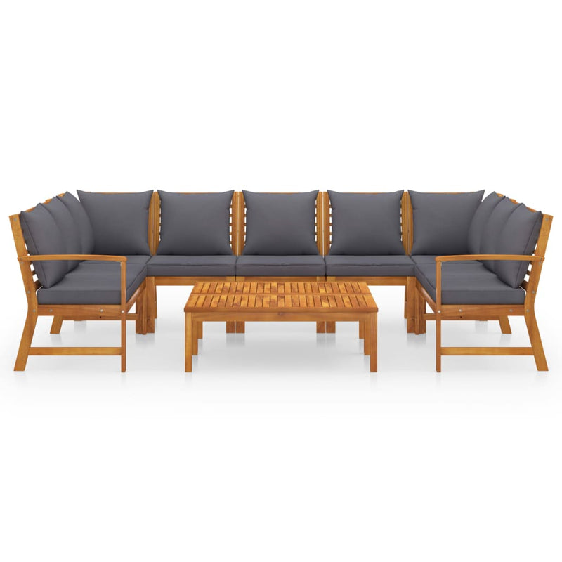 vidaXL 9 Piece Garden Lounge Set with Cushion Solid Acacia Wood