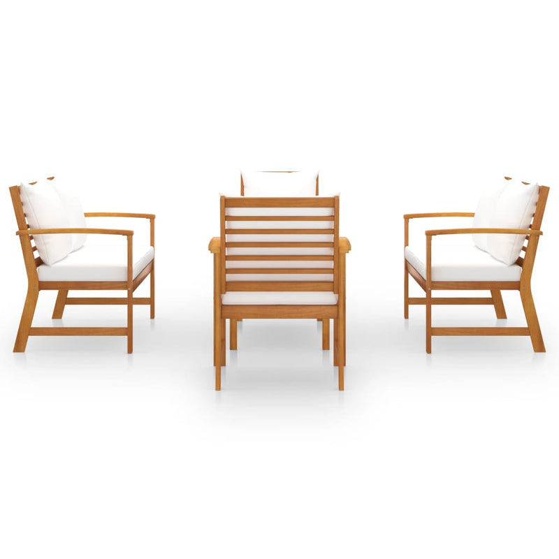 vidaXL 5 Piece Garden Lounge Set with Cushion Solid Acacia Wood