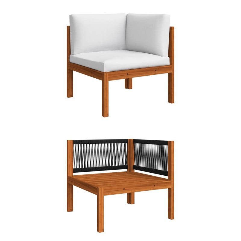 vidaXL 5 Piece Garden Lounge Set with Cushions Cream Wood Acacia&Rope