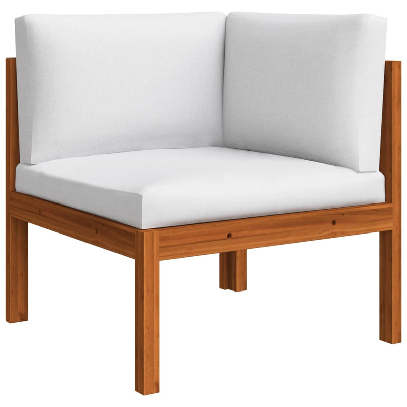 vidaXL 5 Piece Garden Lounge Set with Cushions Cream Wood Acacia&Rope