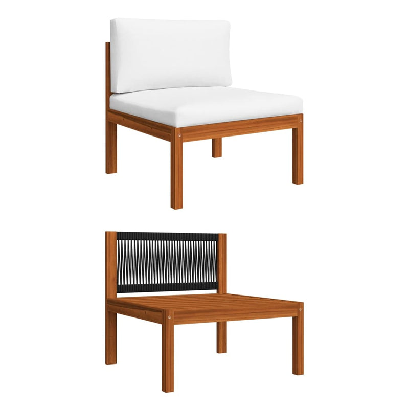 vidaXL 5 Piece Garden Lounge Set with Cushions Cream Wood Acacia&Rope