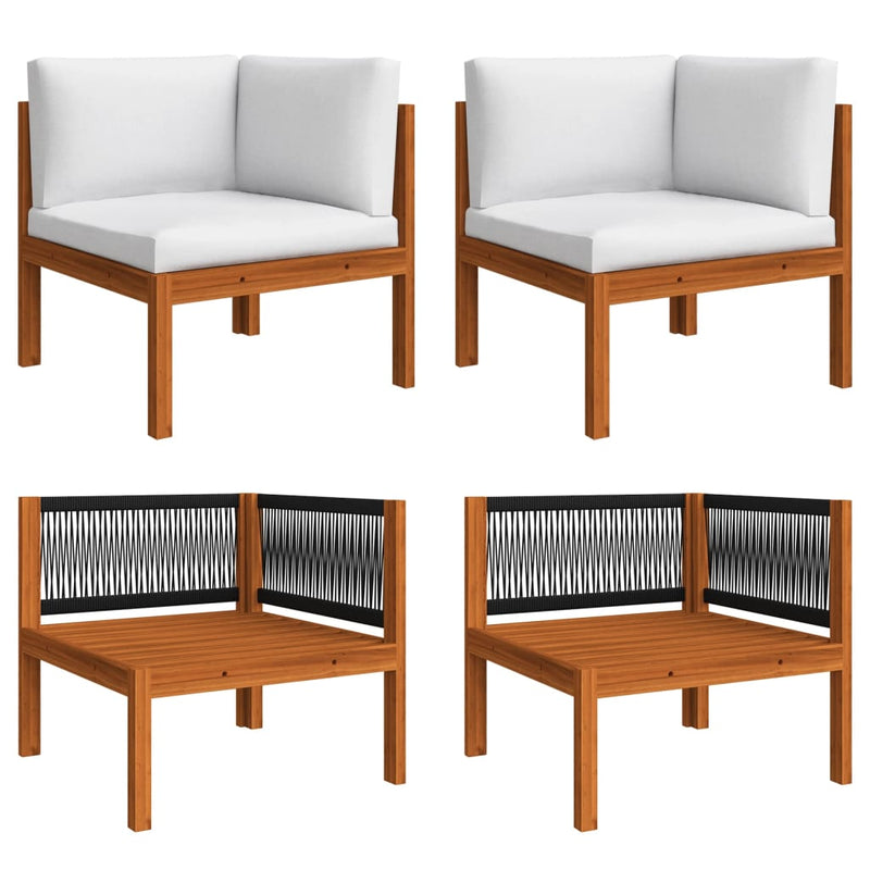 vidaXL 6 Piece Garden Lounge Set with Cushions Cream Wood Acacia&Rope