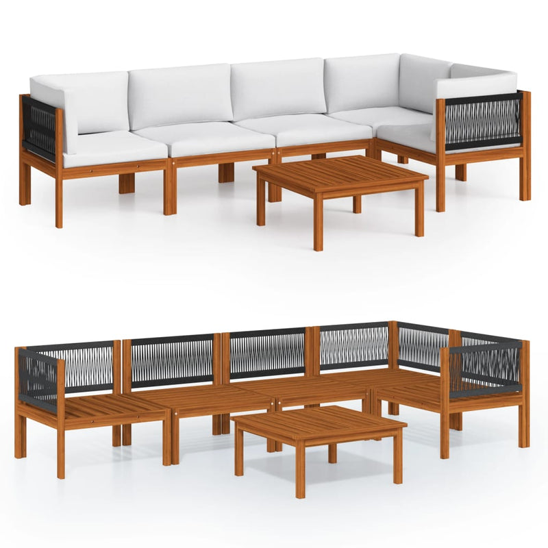 vidaXL 6 Piece Garden Lounge Set with Cushions Cream 63x63 cm