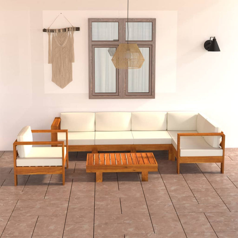 vidaXL 7 Piece Garden Lounge Set with Cushions 100x60 cm Acacia Wood