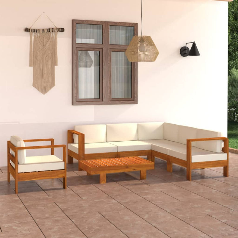 vidaXL 7 Piece Garden Lounge Set with Cushions 100x60 cm Acacia Wood