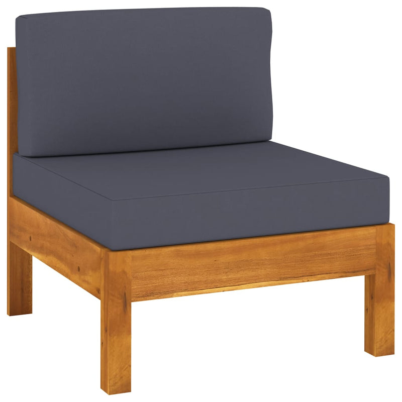 3-Seater Garden Sofa with Dark Grey Cushions Acacia Wood
