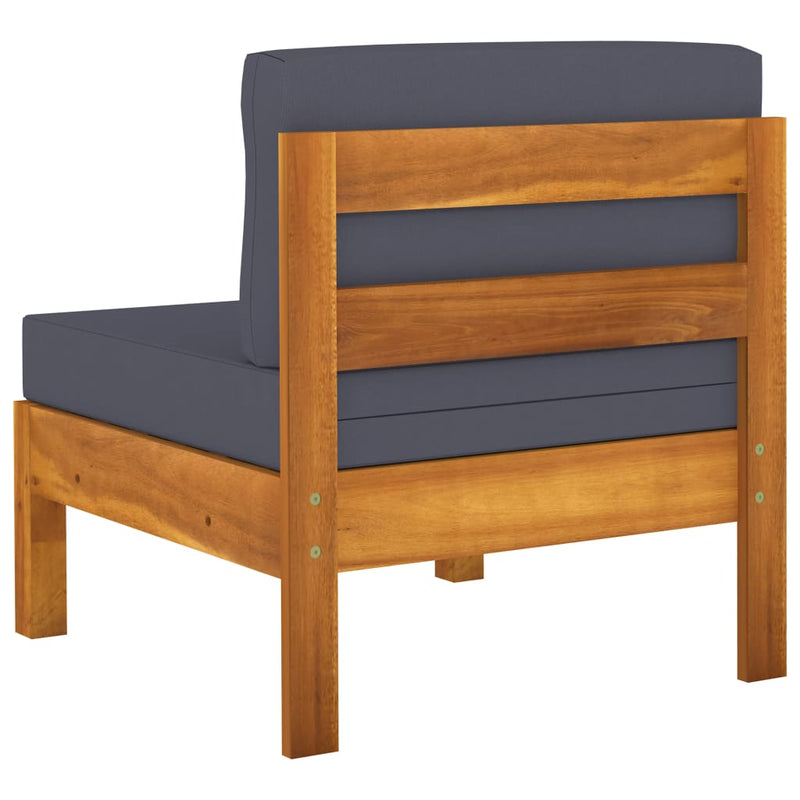 3-Seater Garden Sofa with Dark Grey Cushions Acacia Wood