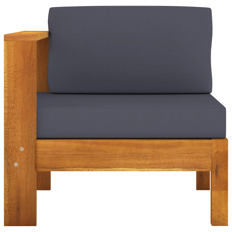 vidaXL 3-Seater Garden Sofa with Dark Grey Cushions Acacia Wood
