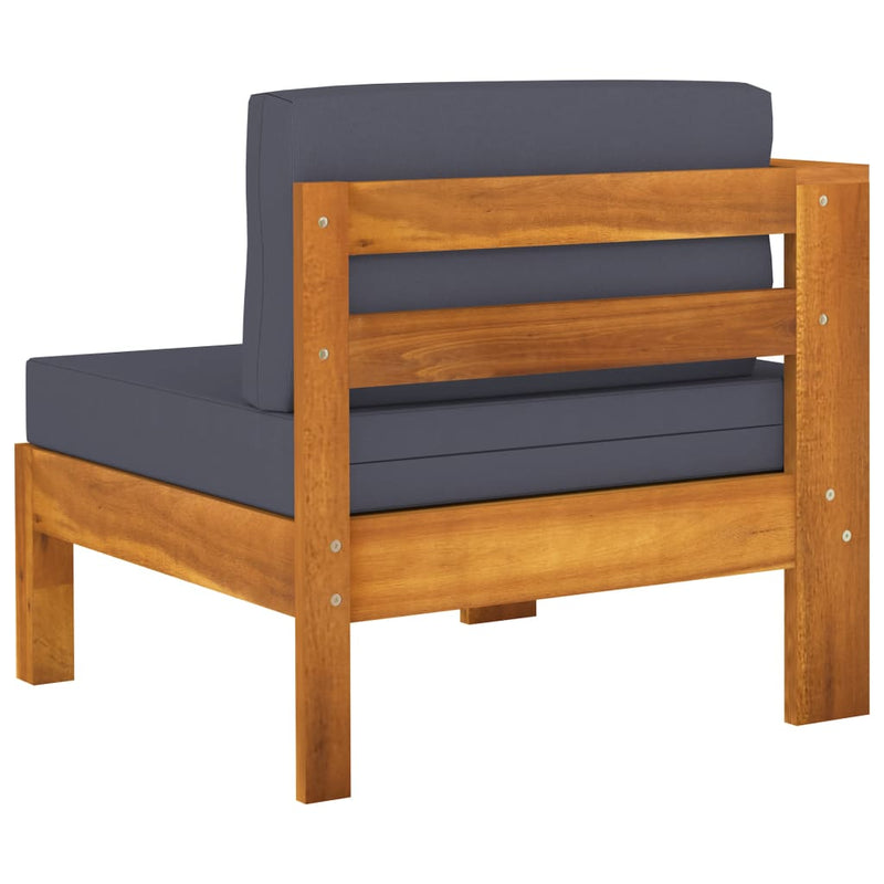 3-Seater Garden Sofa with Dark Grey Cushions Acacia Wood