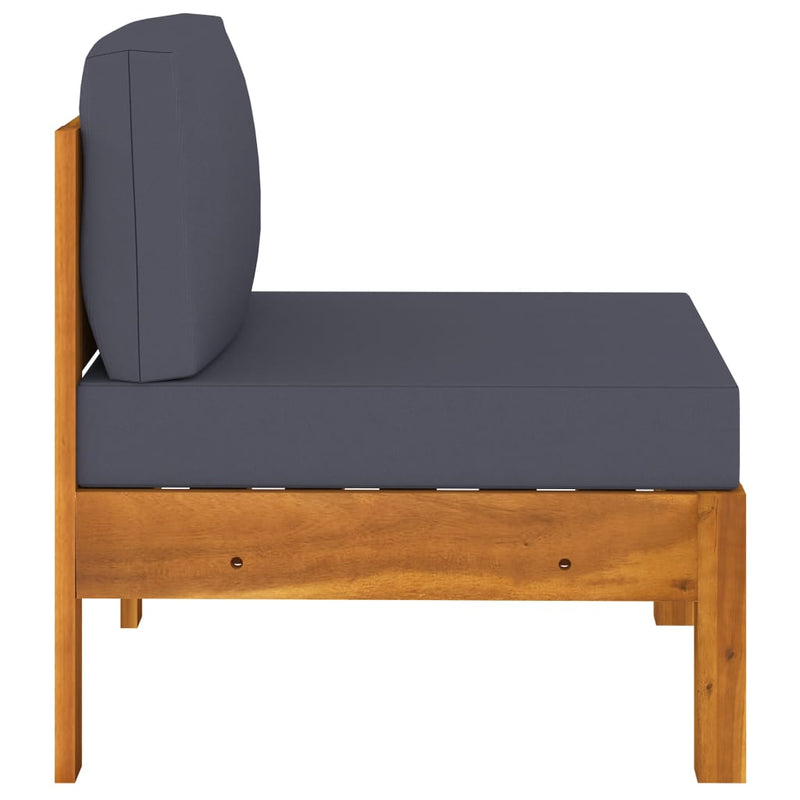vidaXL 4-Seater Garden Sofa with Dark Grey Cushions Acacia Wood