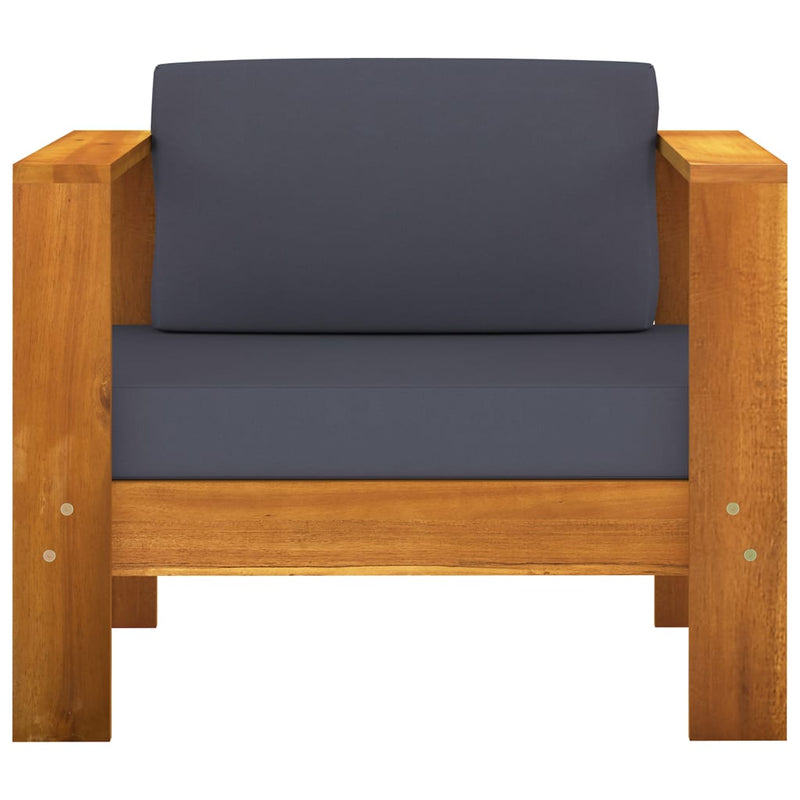 vidaXL 4 Piece Garden Lounge Set with Dark Grey Cushions Acacia Wood