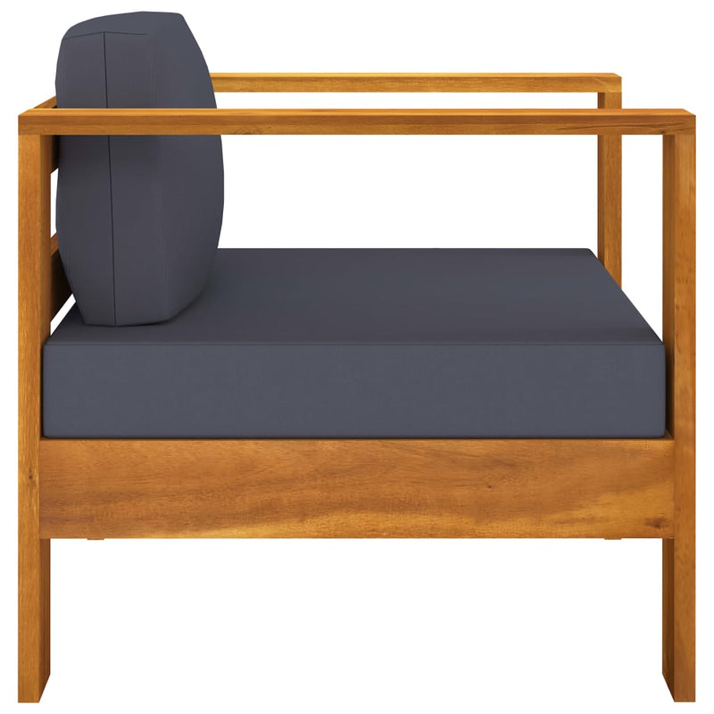 vidaXL 4 Piece Garden Lounge Set with Dark Grey Cushions Acacia Wood