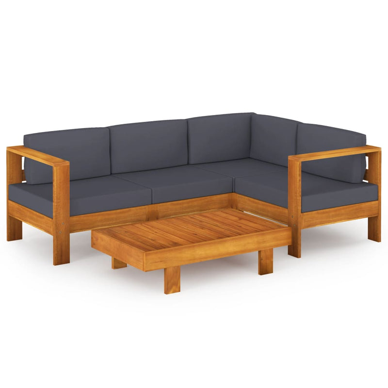 vidaXL 5 Piece Garden Lounge Set with Dark Grey Cushions Acacia Wood