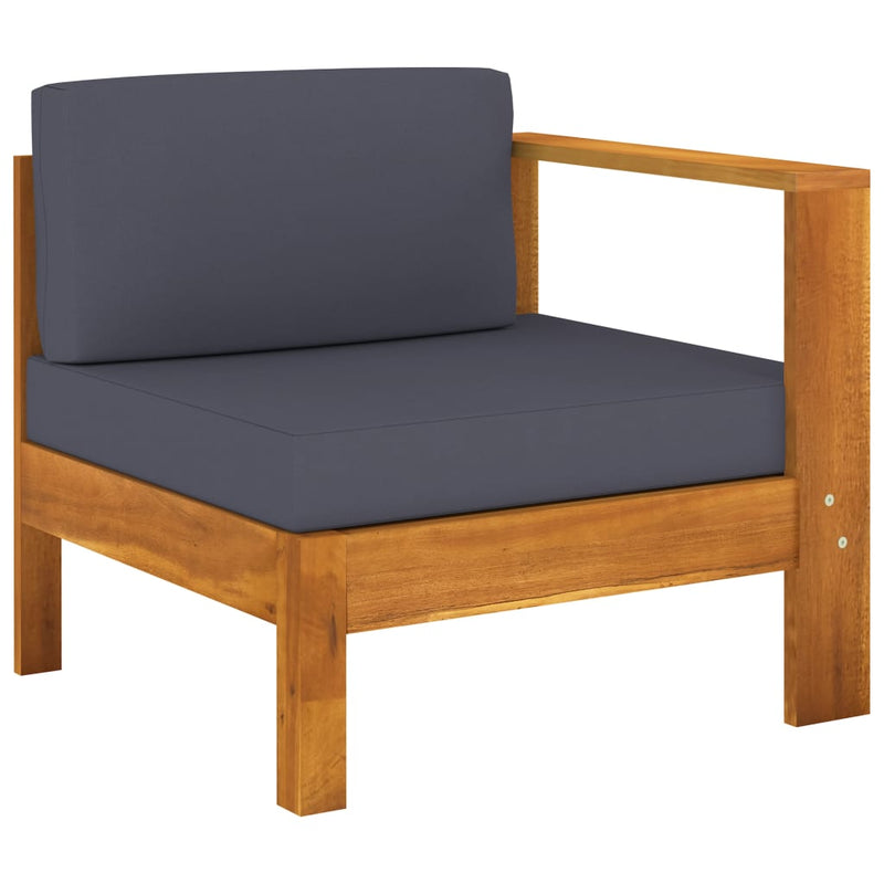 vidaXL 5 Piece Garden Lounge Set with Dark Grey Cushions Acacia Wood