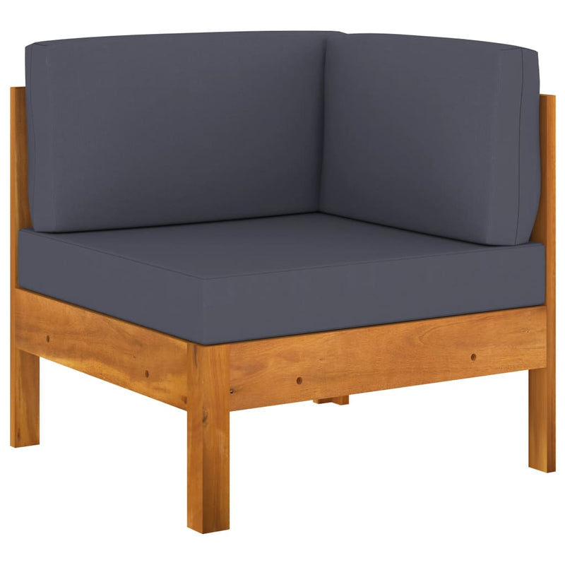vidaXL 5 Piece Garden Lounge Set with Dark Grey Cushions Acacia Wood