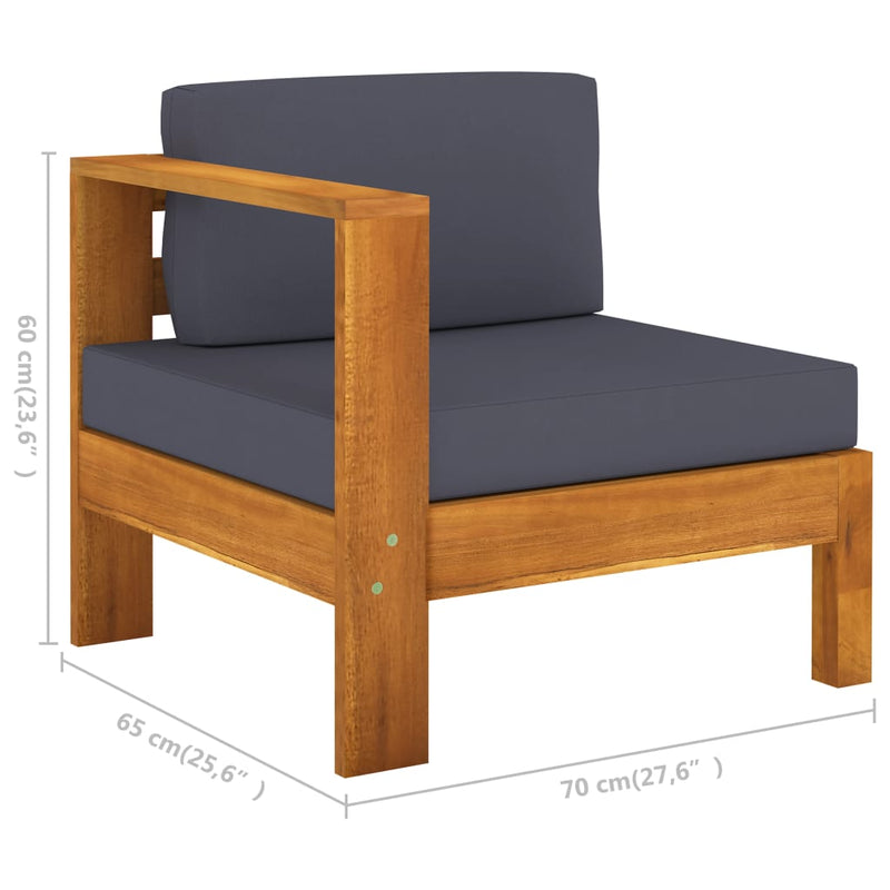 vidaXL 5 Piece Garden Lounge Set with Dark Grey Cushions Acacia Wood