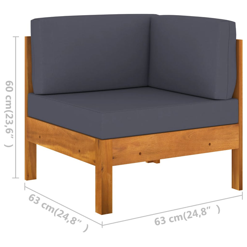 vidaXL 5 Piece Garden Lounge Set with Dark Grey Cushions Acacia Wood