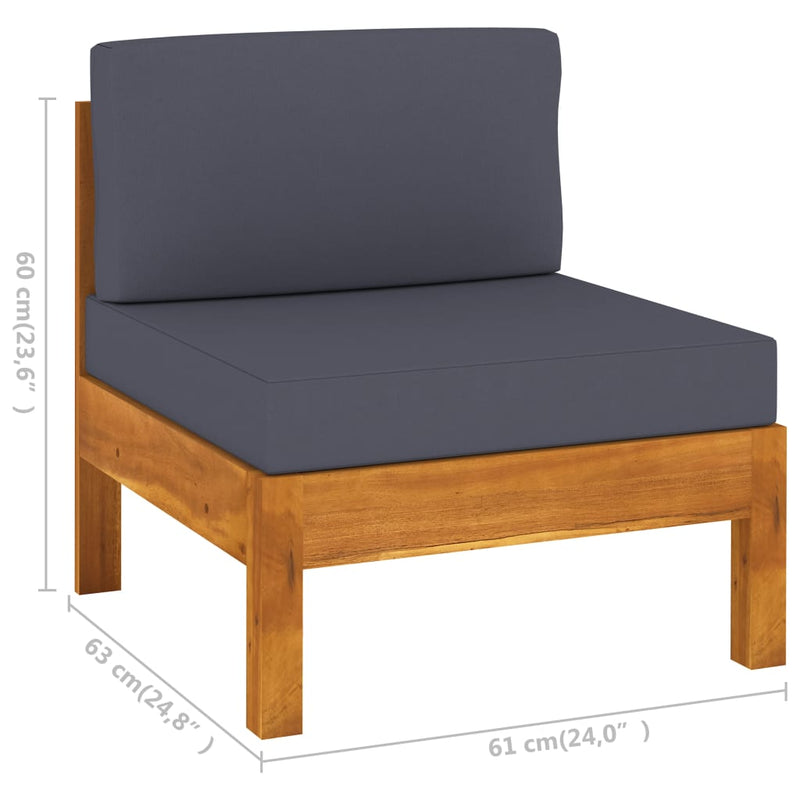 vidaXL 5 Piece Garden Lounge Set with Dark Grey Cushions Acacia Wood