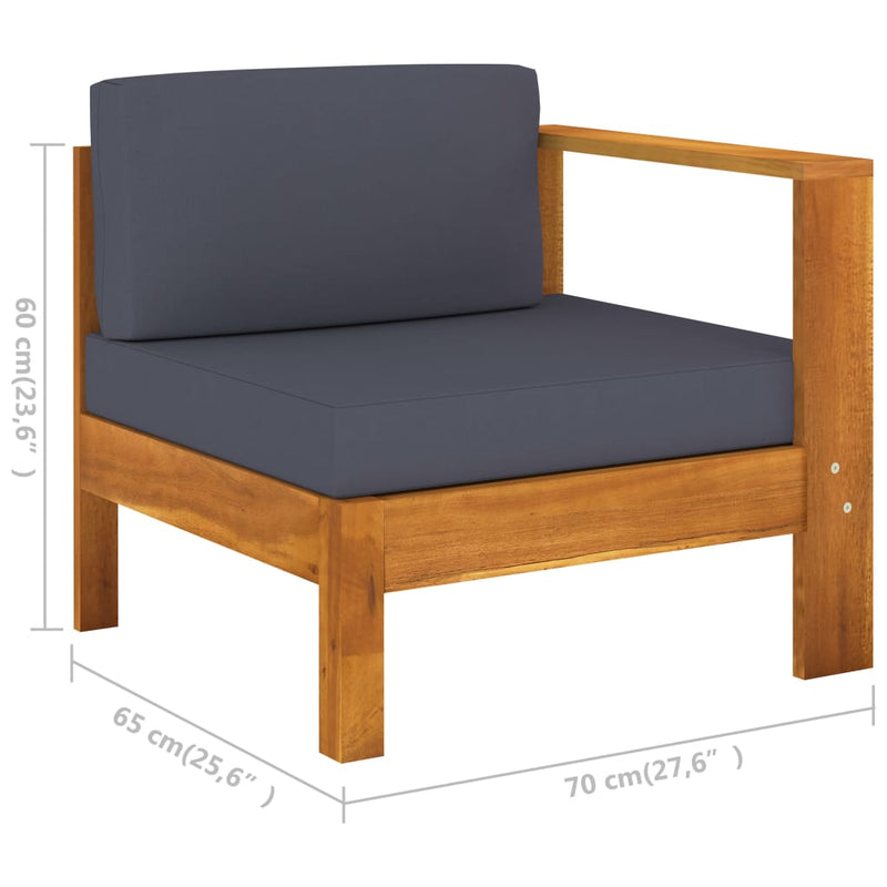 vidaXL 6 Piece Garden Lounge Set with Dark Grey Cushions Acacia Wood