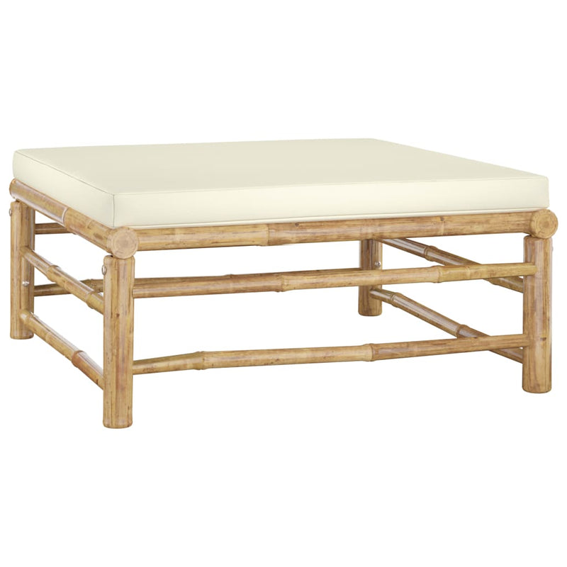 vidaXL 5 Piece Garden Lounge Set with Cream White Cushions Bamboo