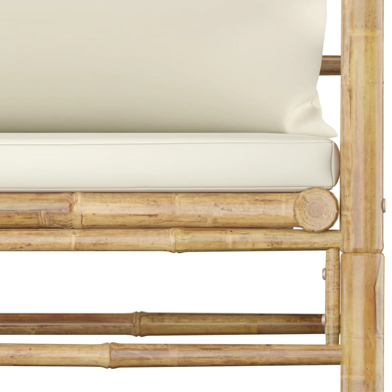 vidaXL 6 Piece Garden Lounge Set with Cream White Cushions Bamboo