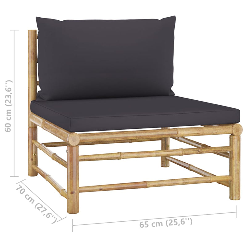 vidaXL 7 Piece Garden Lounge Set with Dark Grey Cushions Bamboo