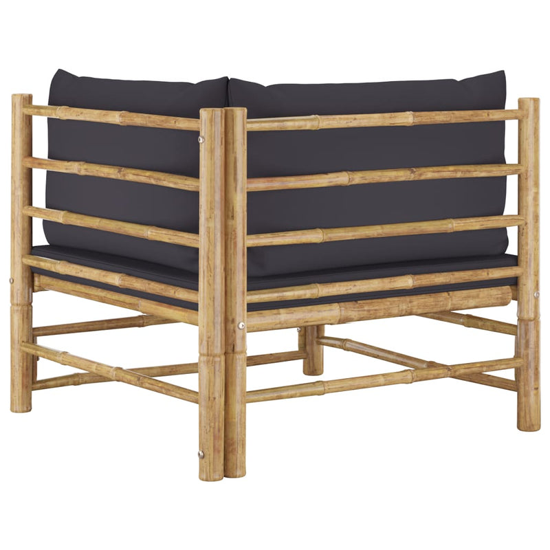 vidaXL 2 Piece Garden Lounge Set with Dark Grey Cushions Bamboo