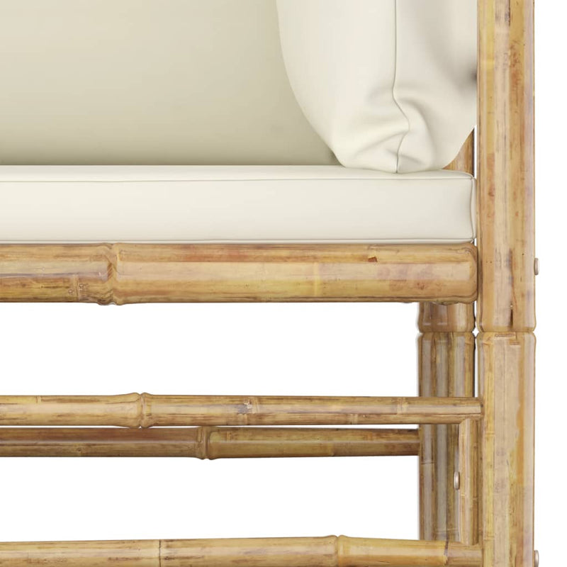 vidaXL 4 Piece Garden Lounge Set with Cream White Cushions Bamboo