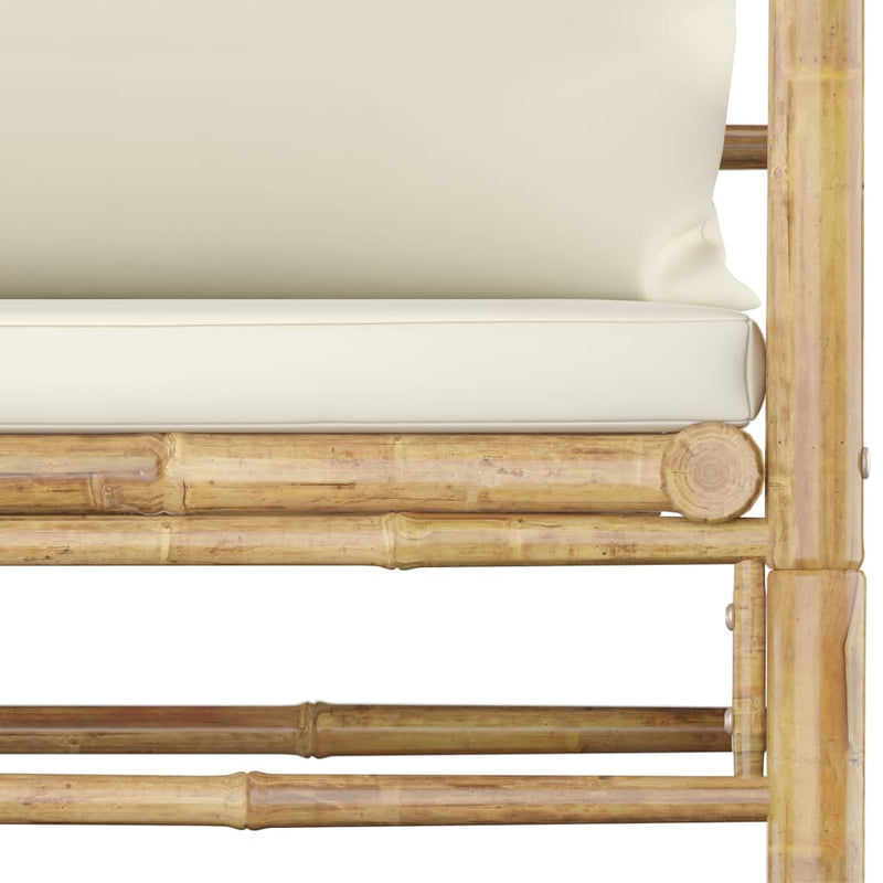 vidaXL 5 Piece Garden Lounge Set with Cream White Cushions Bamboo