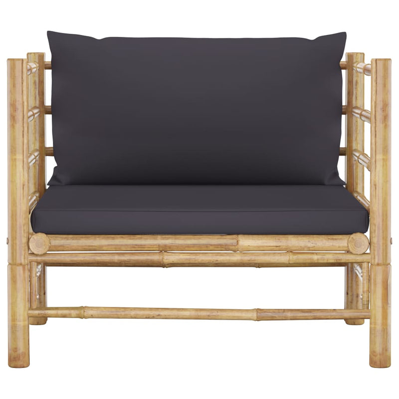 vidaXL 5 Piece Garden Lounge Set with Dark Grey Cushions Bamboo