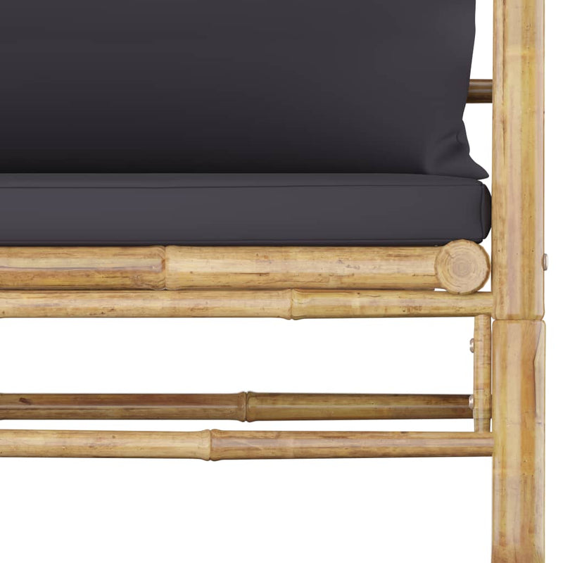 vidaXL 5 Piece Garden Lounge Set with Dark Grey Cushions Bamboo