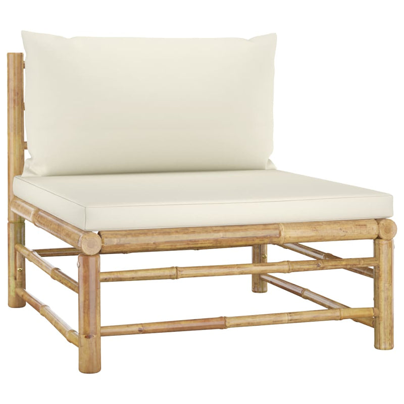 vidaXL 6 Piece Garden Lounge Set with Cream White Cushions Bamboo