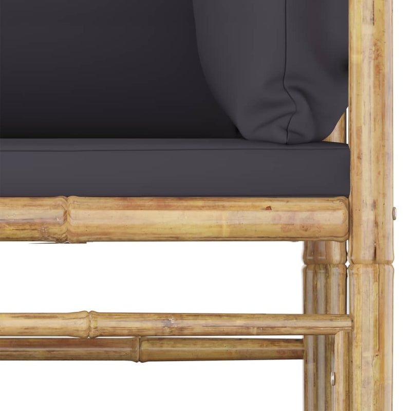 vidaXL 9 Piece Garden Lounge Set with Dark Grey Cushions Bamboo