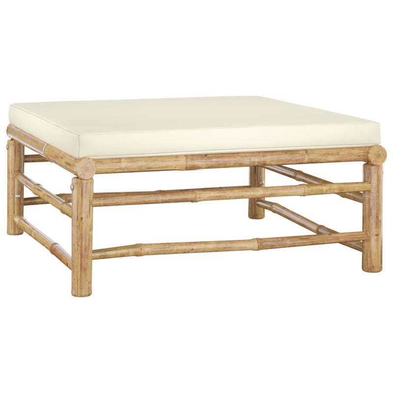 vidaXL 8 Piece Garden Lounge Set with Cream White Cushions Bamboo