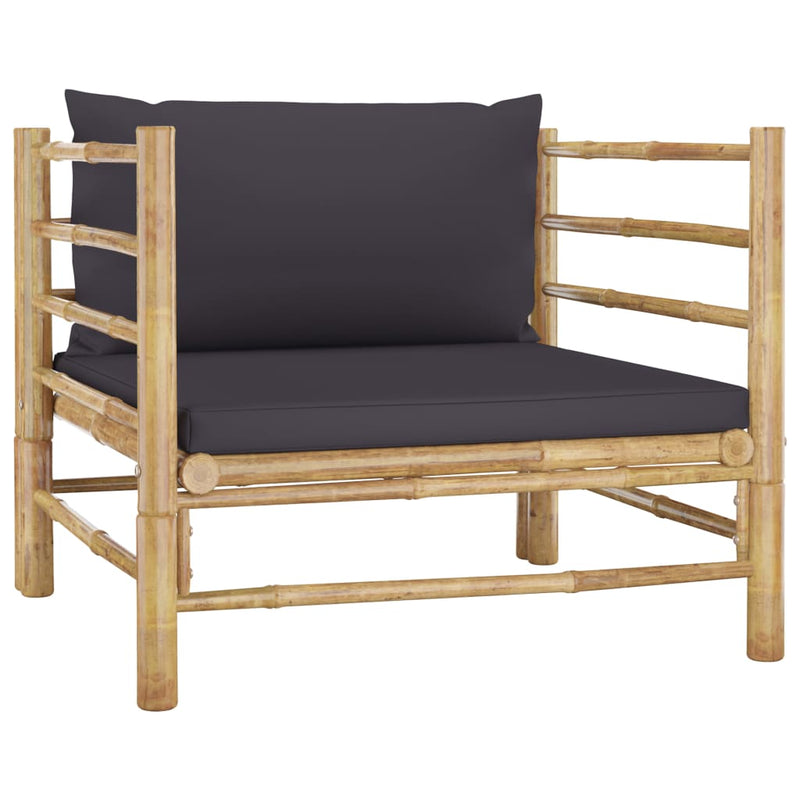 8 Piece Garden Lounge Set with Dark Grey Cushions Bamboo