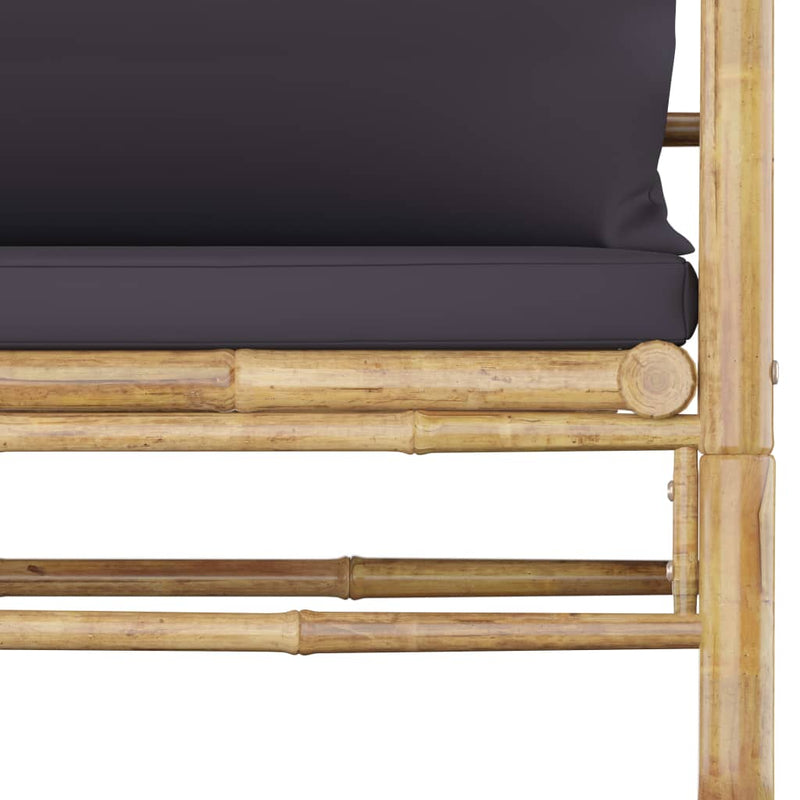8 Piece Garden Lounge Set with Dark Grey Cushions Bamboo