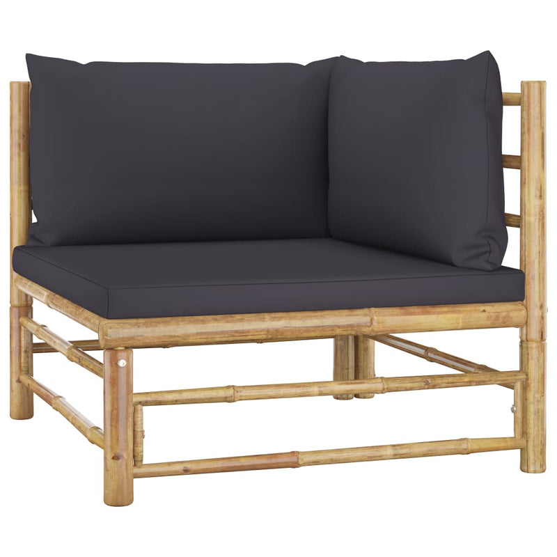 vidaXL 12 Piece Garden Lounge Set with Dark Grey Cushions Bamboo